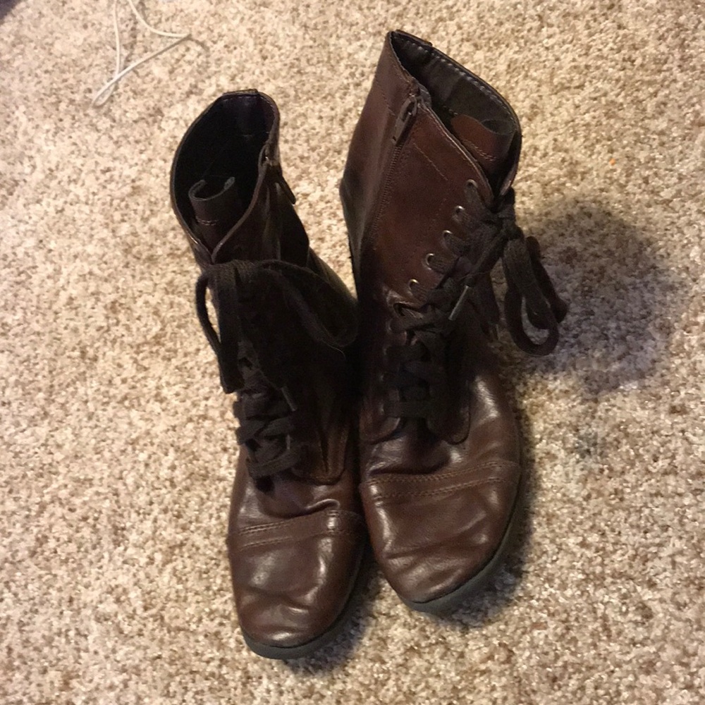 Brown combat boots